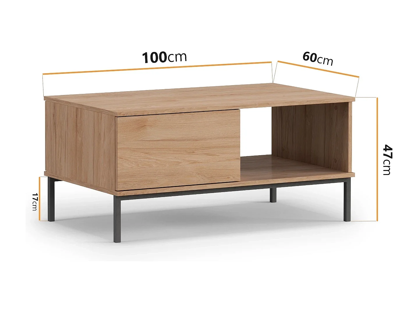 Table basse 100 cm Dallas - Hickory Naturel
