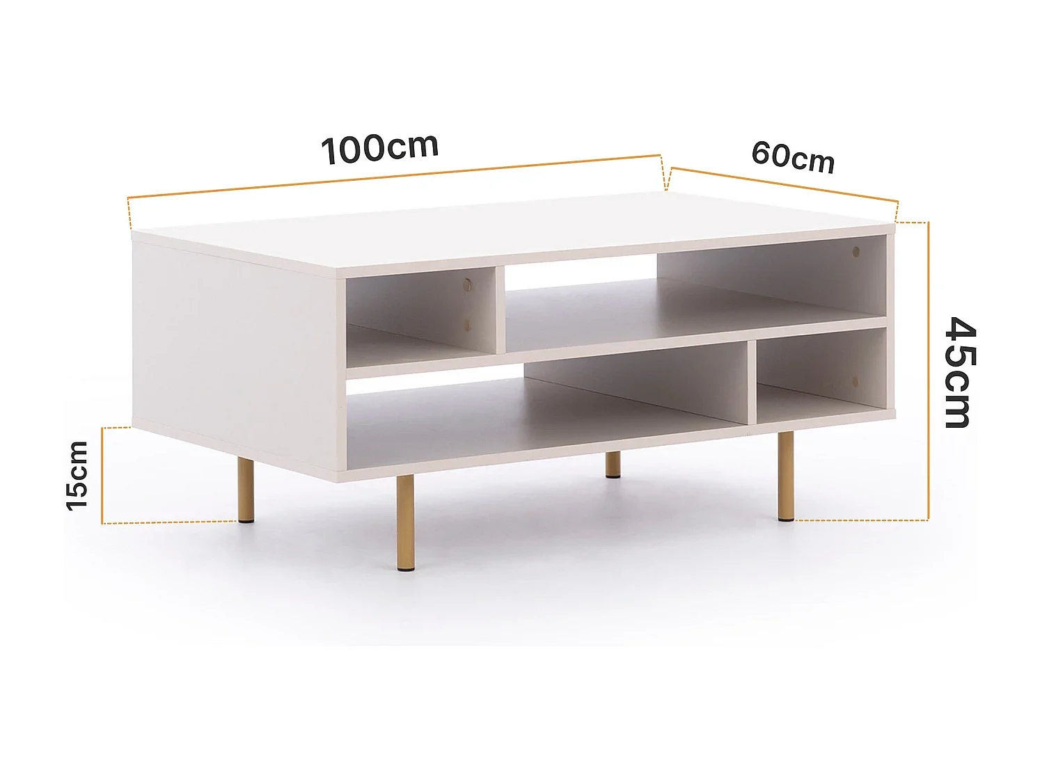 Table basse 100 cm Nubia - Cachemire et Pieds Dorés