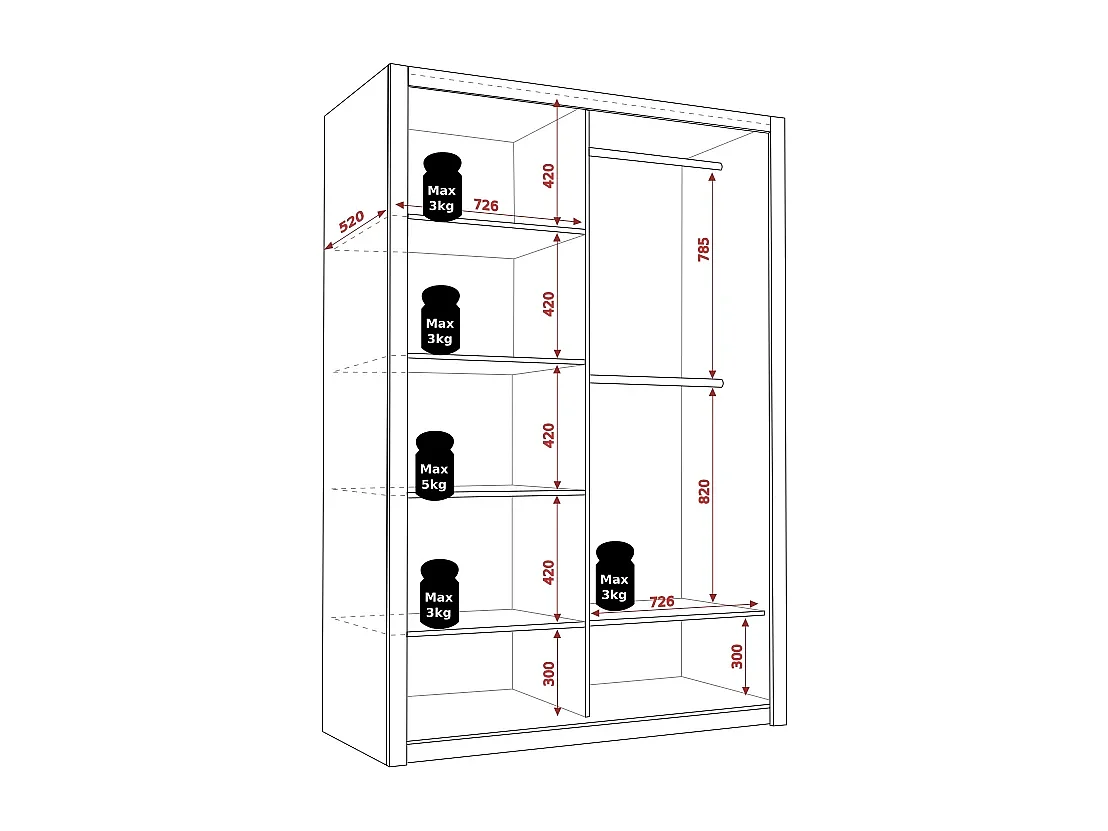 Schuifdeurkast Tamiza 150 cm - Monastery Eiken