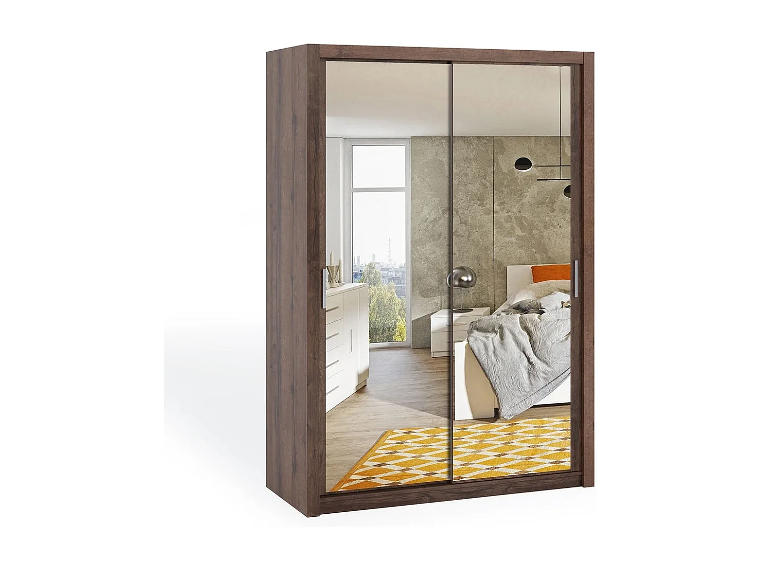 Schuifdeurkast met spiegel Tamiza 150 cm - Monastery Eiken