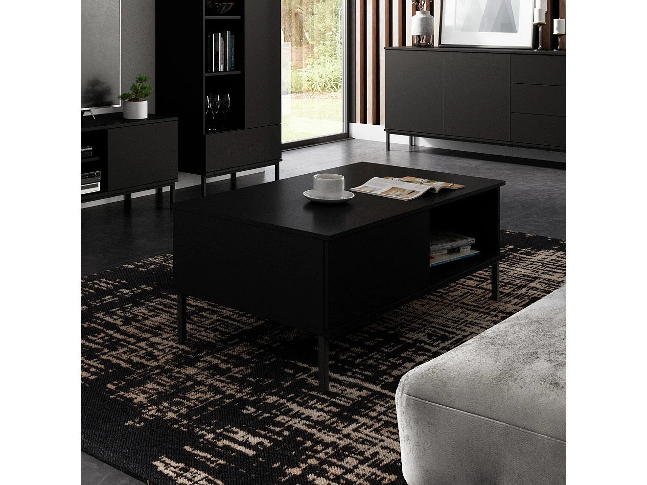 Table basse 100 cm Dallas - Noir Mat