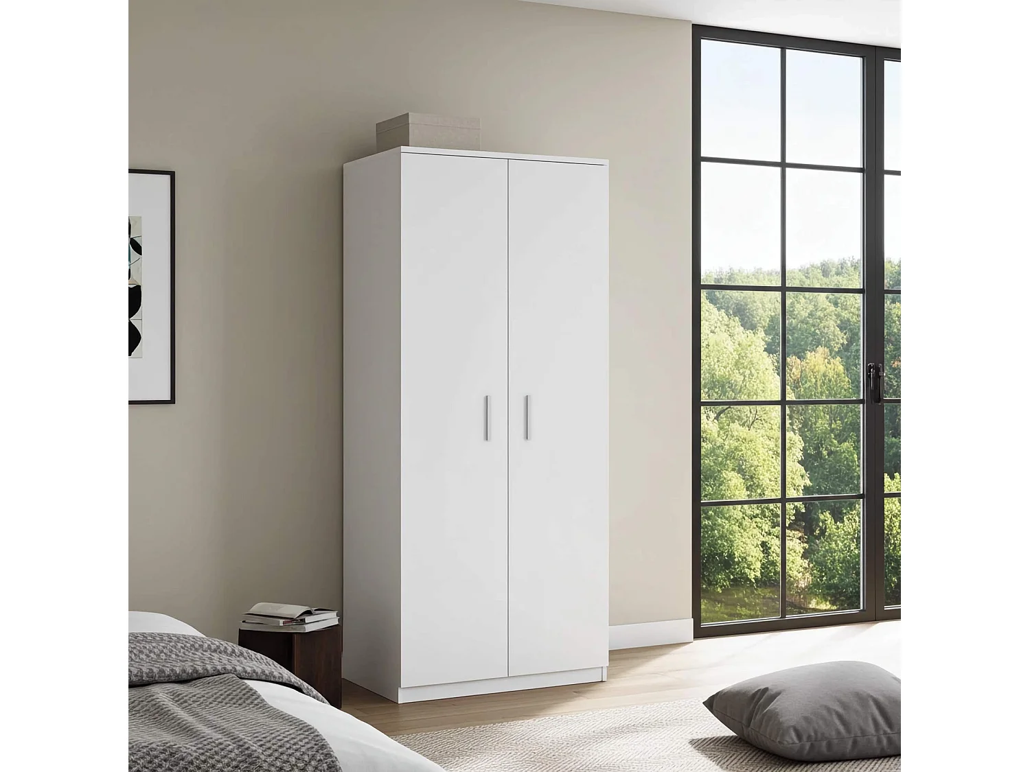 Armoire 2 portes Tamiza 90 cm - Blanc (Penderie et étagères)