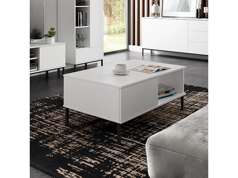 Table basse 100 cm Dallas - Blanc Mat