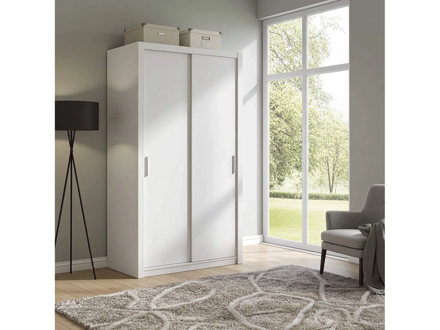 Schwebetürenschrank Tamiza 120 cm - Weiß