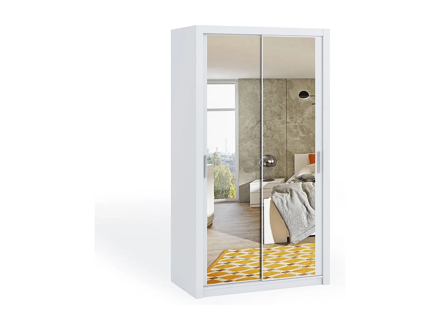 Armoire coulissante avec miroir Tamiza 120 cm - Blanc