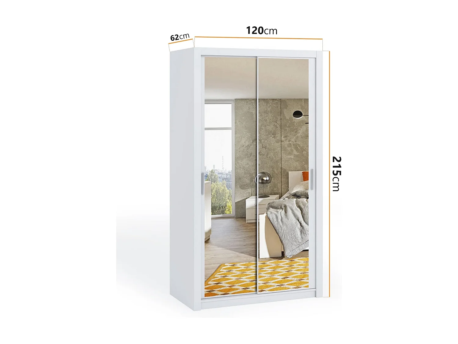 Armoire coulissante avec miroir Tamiza 120 cm - Blanc