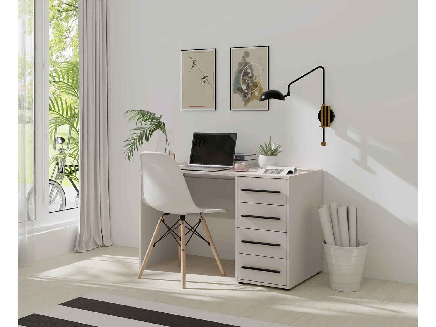 Bureau Modena 120 cm - Kasjmier (4 lades)