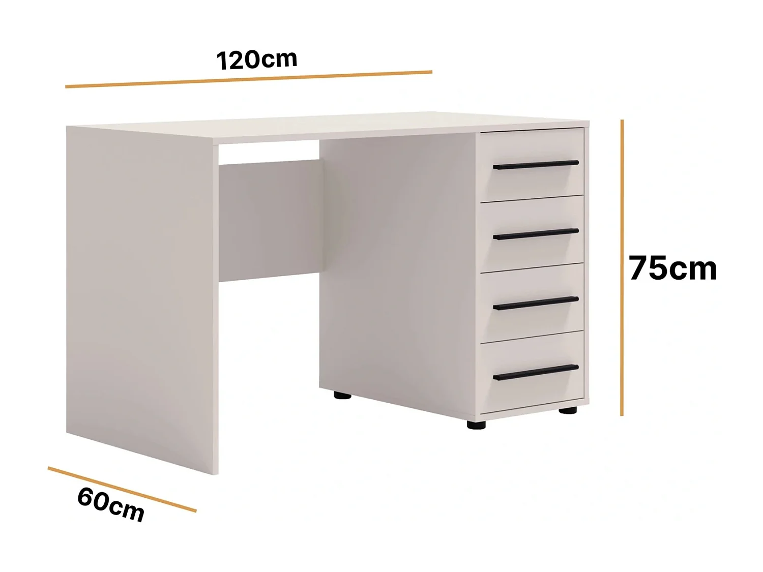 Bureau Modena 120 cm - Kasjmier (4 lades)