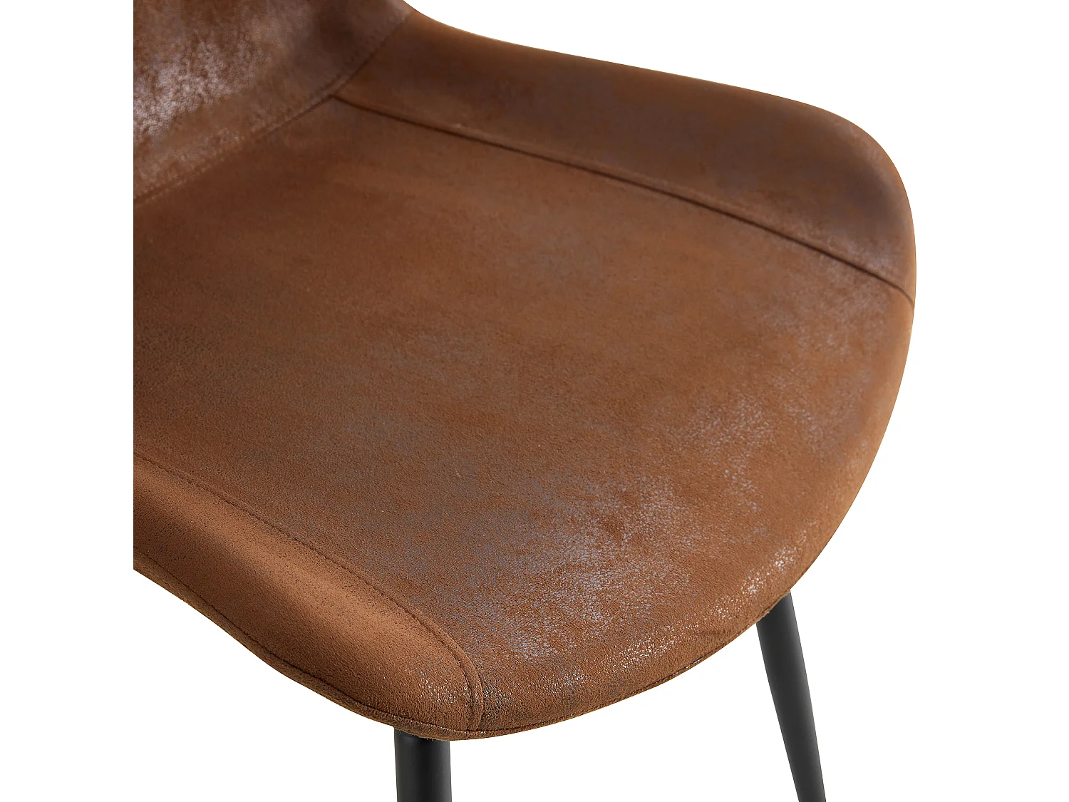 Lot de 4 chaises en tissu technique marron - Dossier élargis et pieds en métal