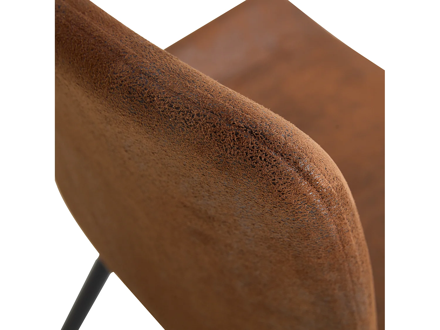 Lot de 4 chaises en tissu technique marron - Dossier élargis et pieds en métal