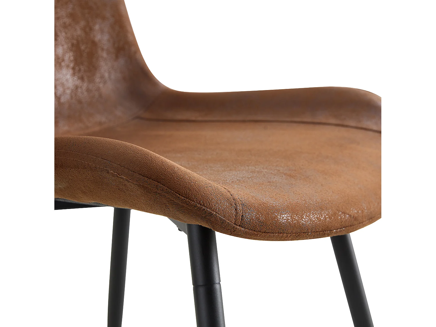 Lot de 4 chaises en tissu technique marron - Dossier élargis et pieds en métal