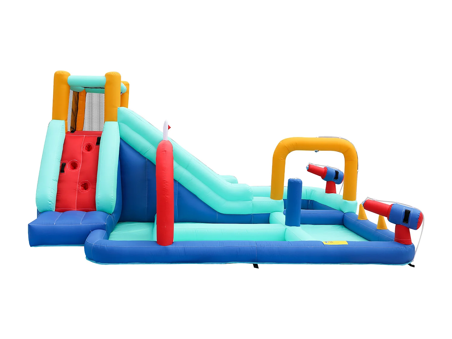 Château gonflable enfant parc aquatique avec souffleur ,toboggan et mur d'escalade - Tissu Oxford bleu