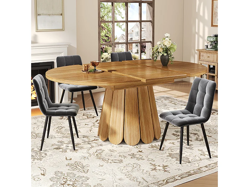 Table extensible 118-158 x118 cm pour 6 personne - Marron