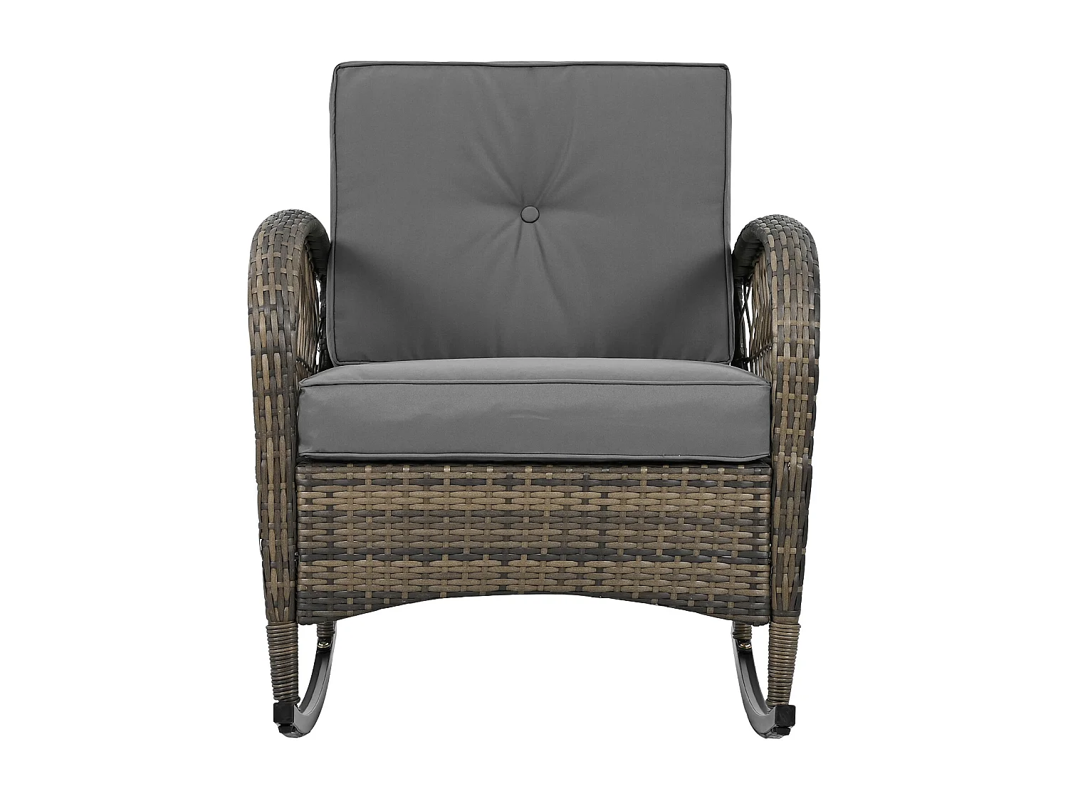 Ensemble de balcon 3 pièces en rotin - Coussins gris