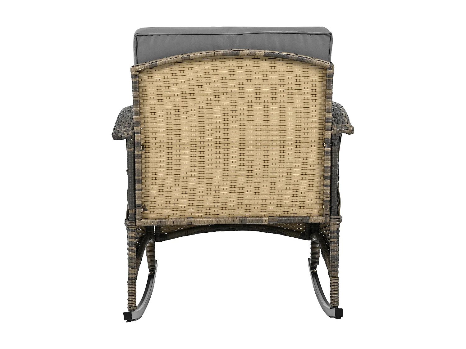 Ensemble de balcon 3 pièces en rotin - Coussins gris