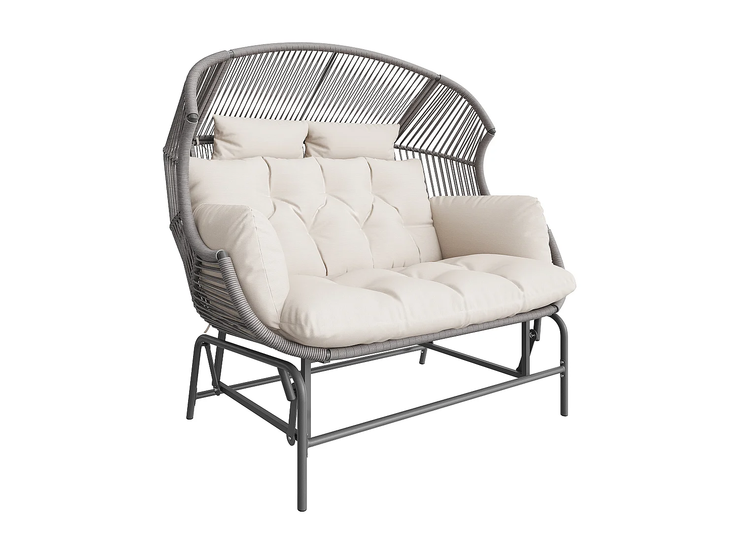 Dubbele eivormige tuinschommel voor terras en balkon – Stalen frame – Grijs