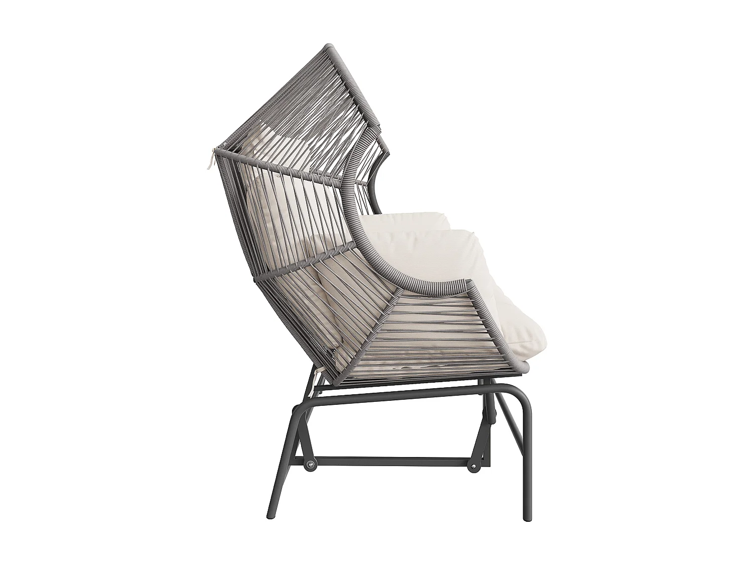 Dubbele eivormige tuinschommel voor terras en balkon – Stalen frame – Grijs