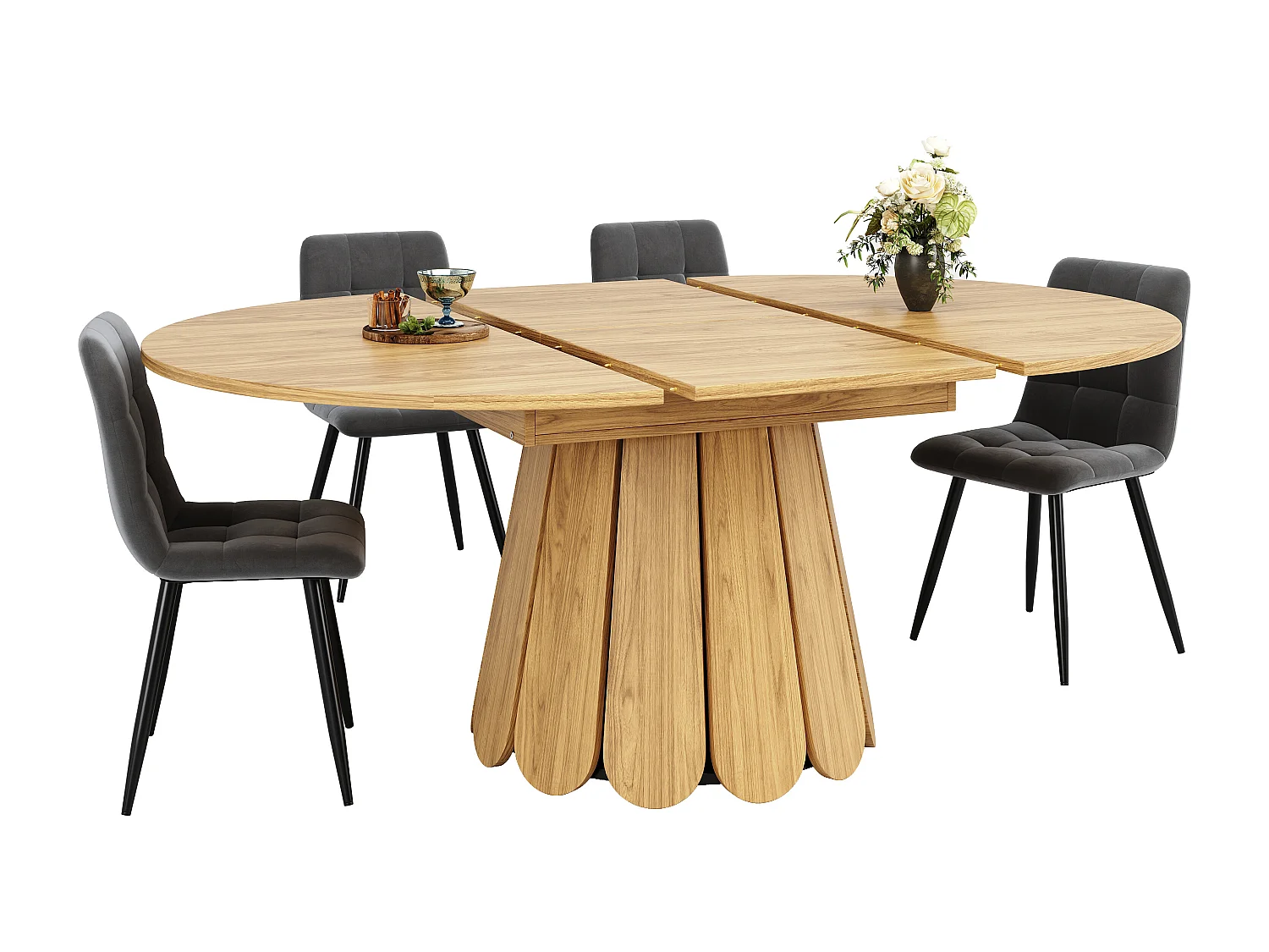 Table extensible 118-158 x118 cm pour 6 personne - Naturel clair