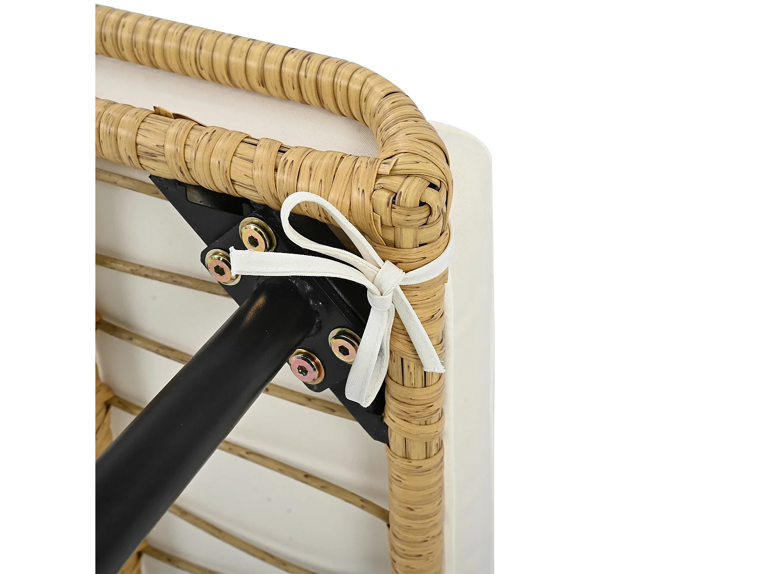 Ensemble table et chaises de jardin 5 pièces - Rotin naturel et métal