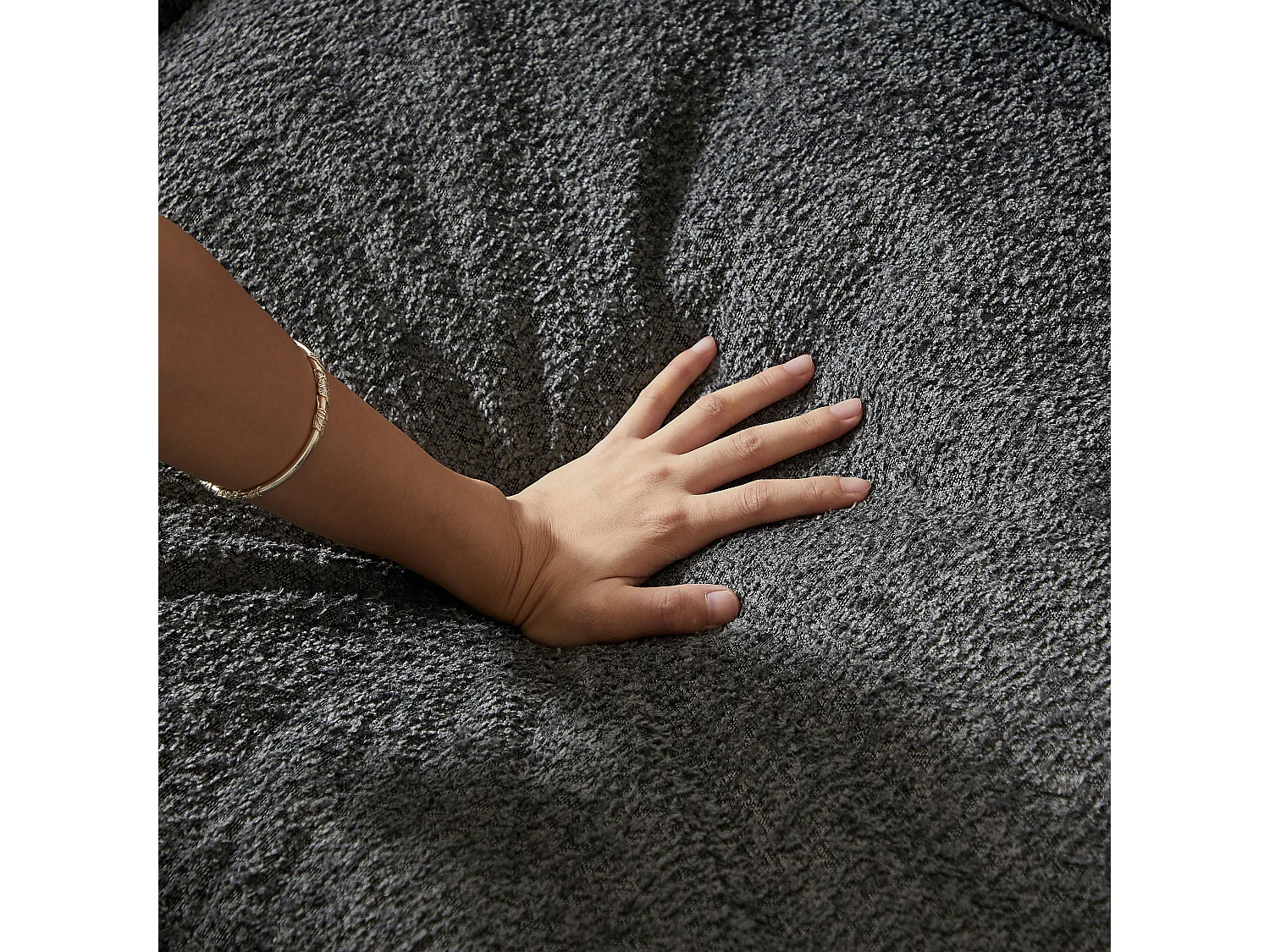 Canapé d'angle 6 places modulable avec méridienne - Tissu chenille gris - Sans montage