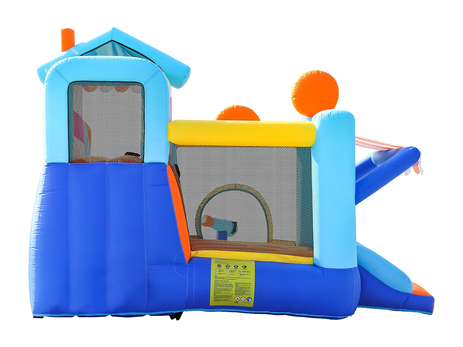 Château gonflable enfant parc aquatique avec souffleur 450 W - Tissu Oxford bleu