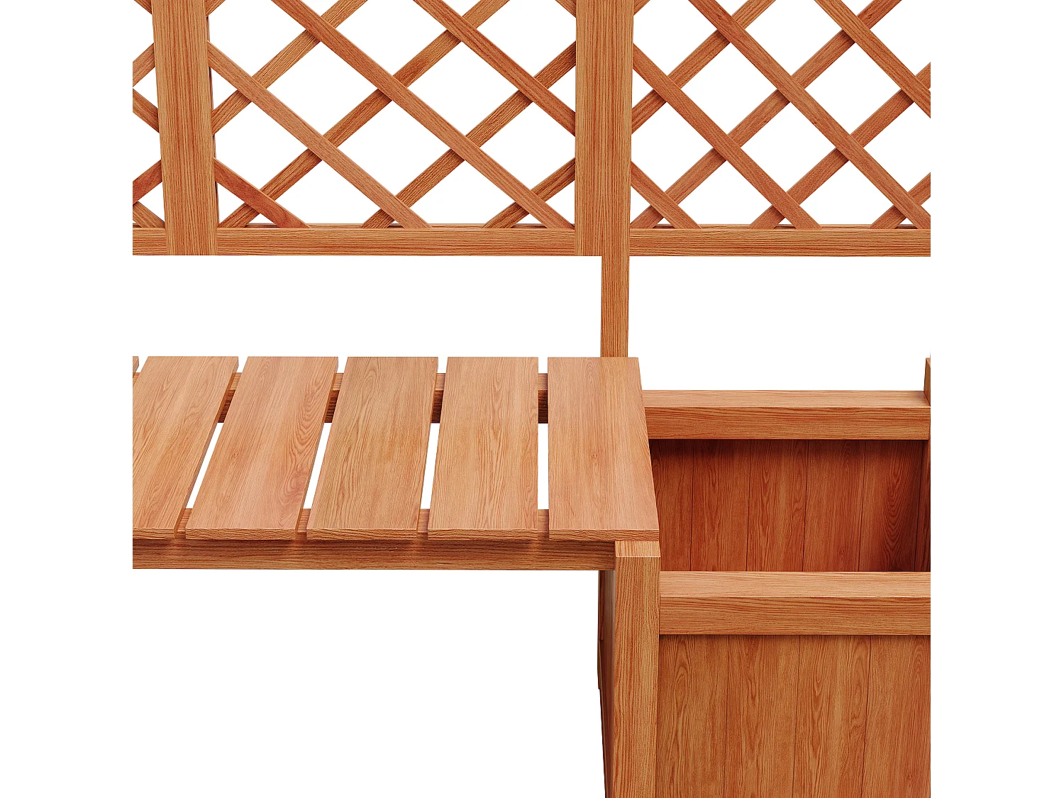 Jardinière à poser avec treillis et assise en bois - Bac à plantes en couleur bois