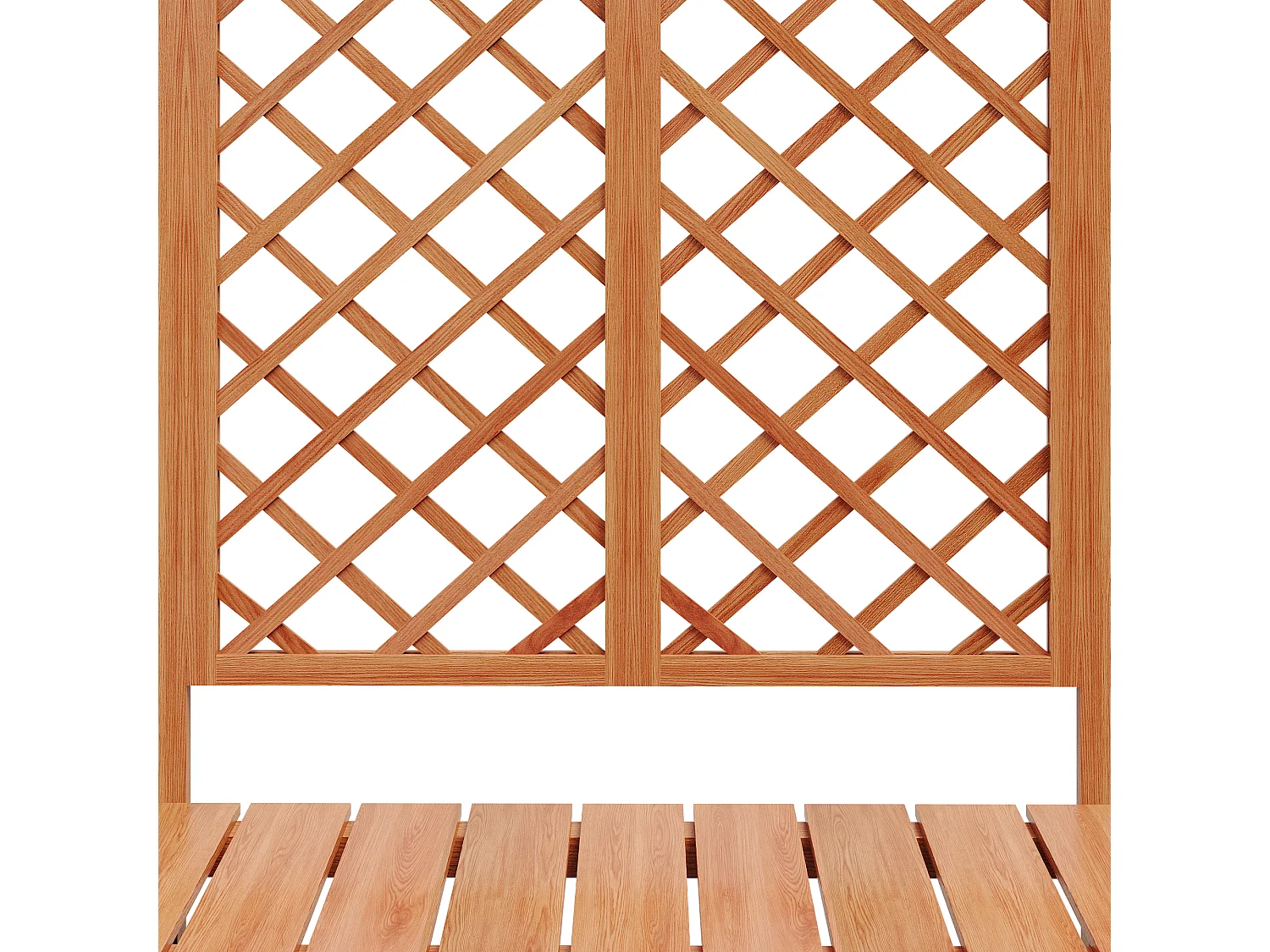 Jardinière à poser avec treillis et assise en bois - Bac à plantes en couleur bois