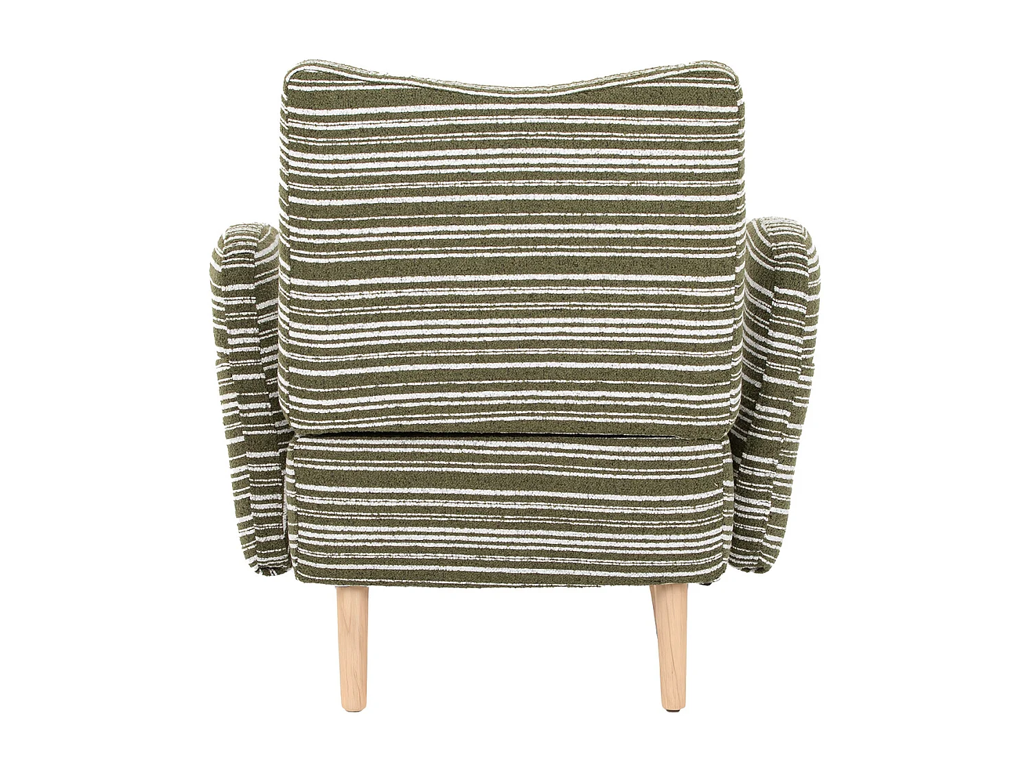 Fauteuil in olijfgroene boucléstof - Houten poten - Voor woonkamers, slaapkamers en kantoren