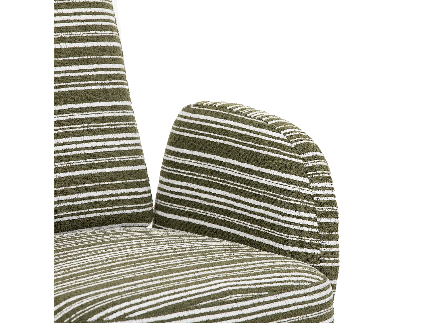 Fauteuil in olijfgroene boucléstof - Houten poten - Voor woonkamers, slaapkamers en kantoren