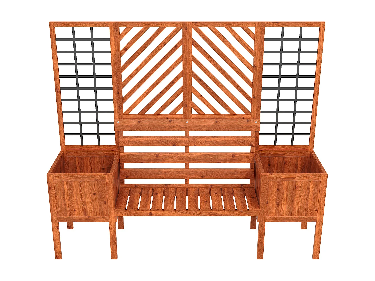 Jardinière avec treillis et banc en bois brun 170x145x42 cm