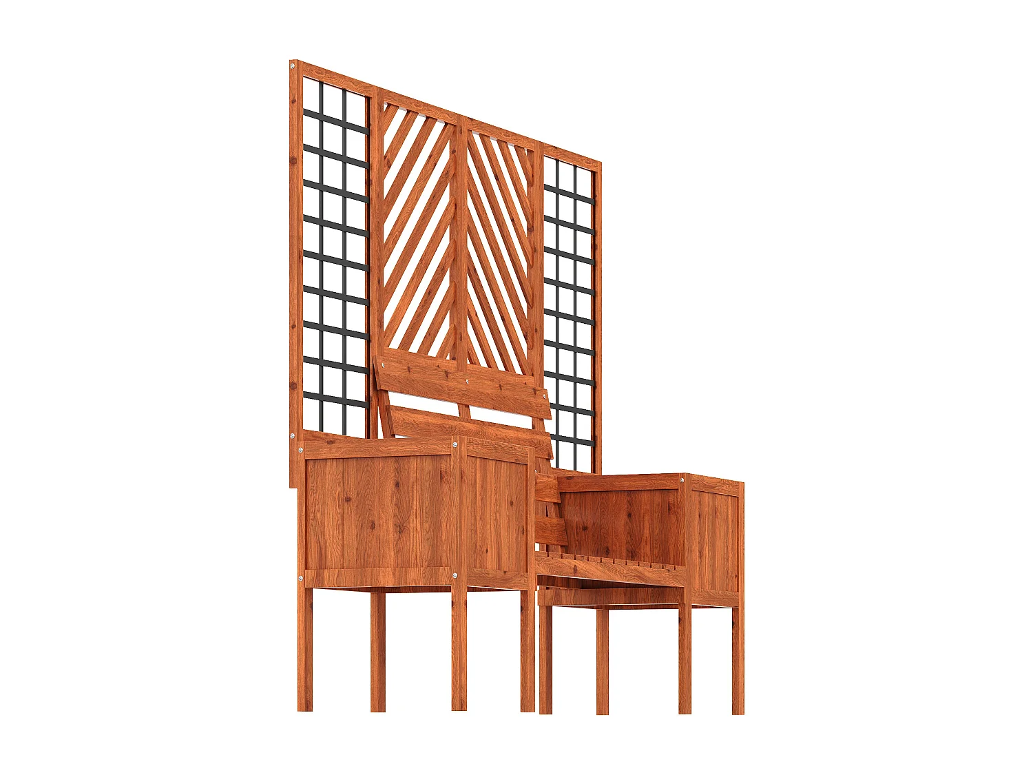 Jardinière avec treillis et banc en bois brun 170x145x42 cm