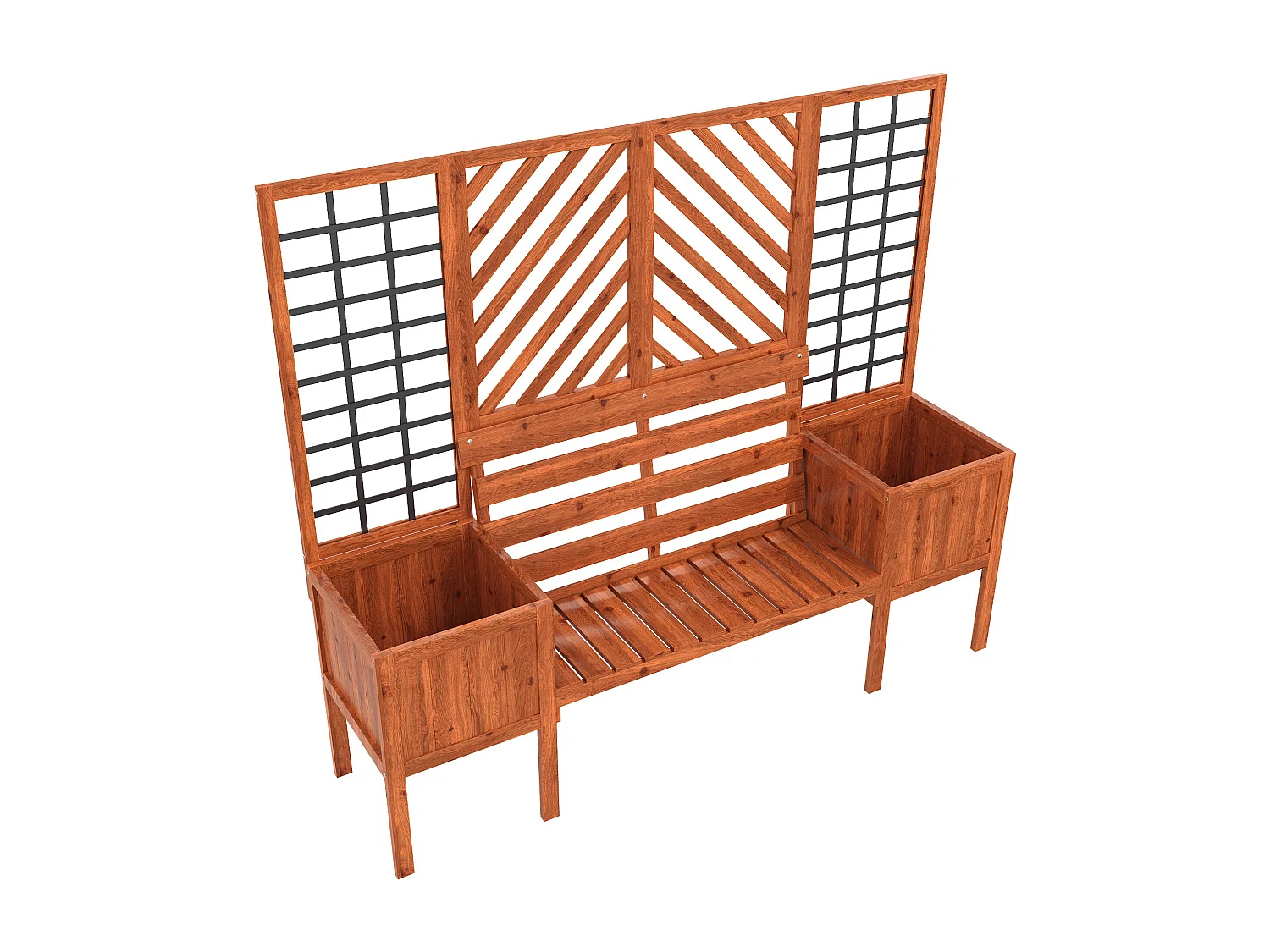 Jardinière avec treillis et banc en bois brun 170x145x42 cm