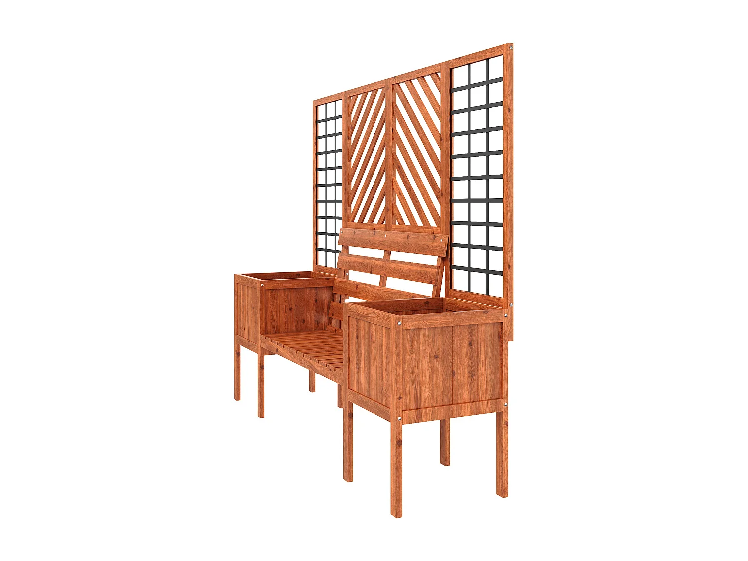 Jardinière avec treillis et banc en bois brun 170x145x42 cm