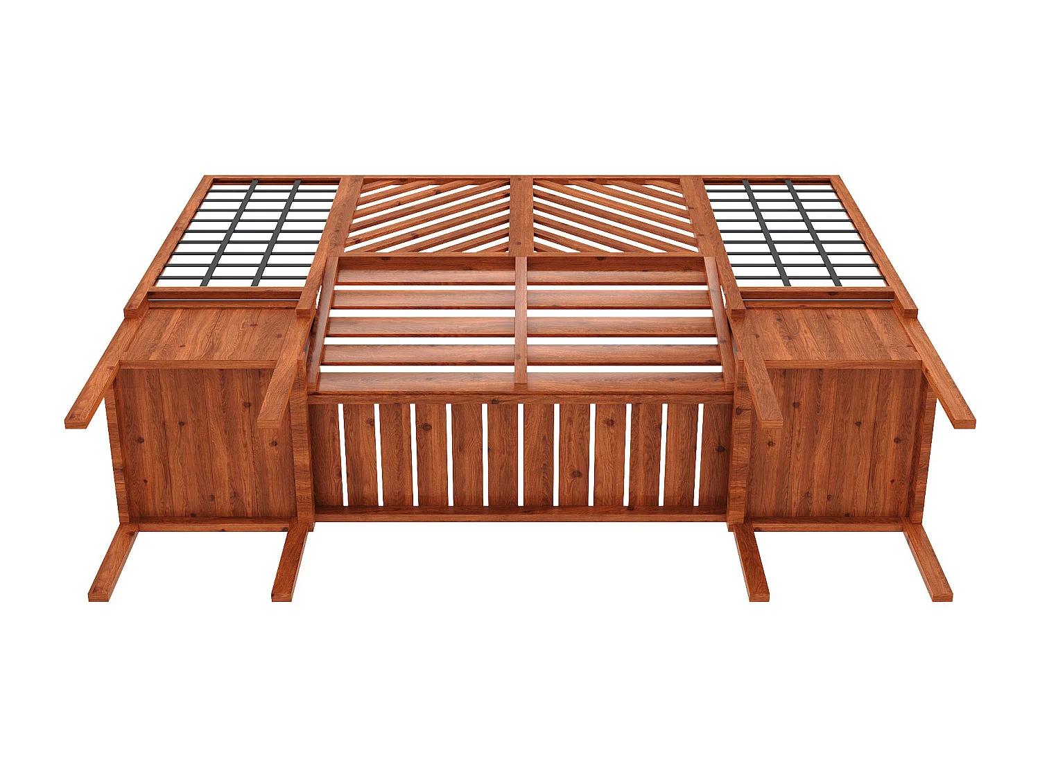 Jardinière avec treillis et banc en bois brun 170x145x42 cm