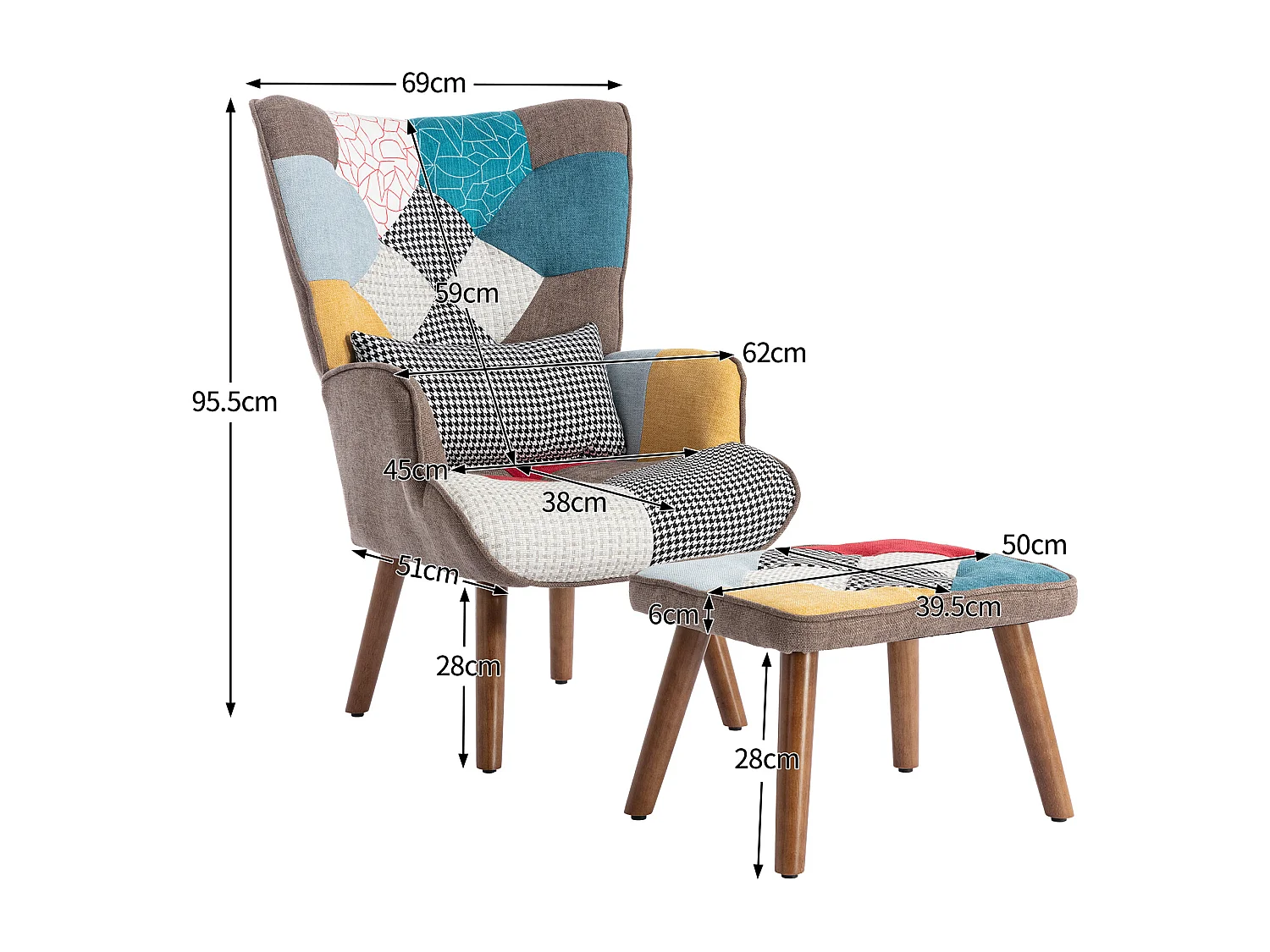 Fauteuil de détente assorti avec repose-pieds - Pour salon , chambre