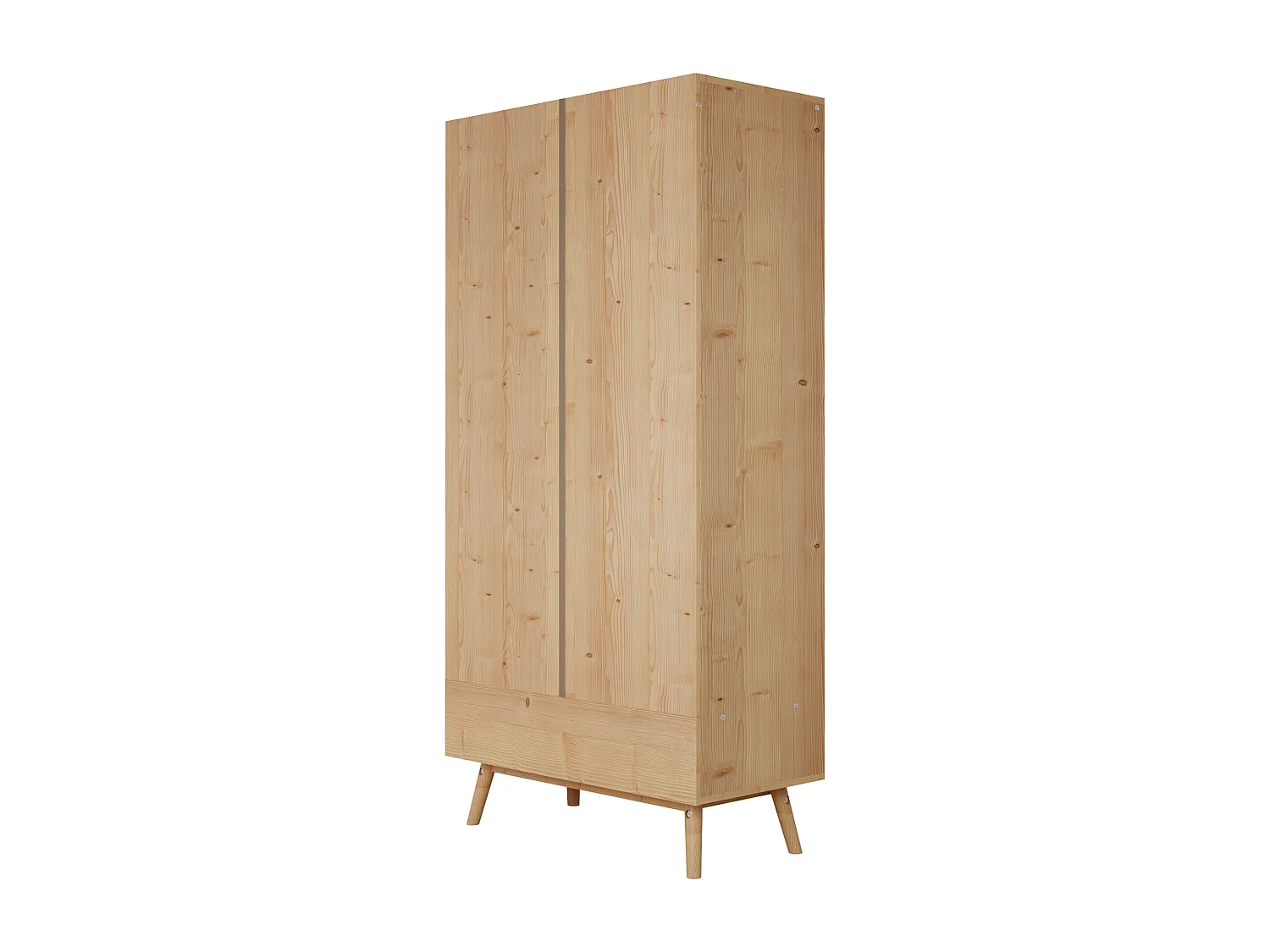 Armoire avec penderie et 2 portes en rotin - Naturel clair
