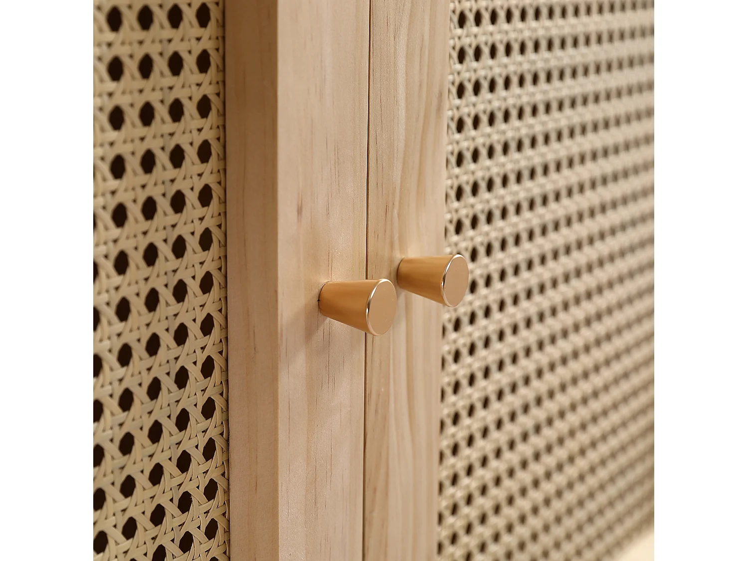 Armoire avec penderie et 2 portes en rotin - Naturel clair