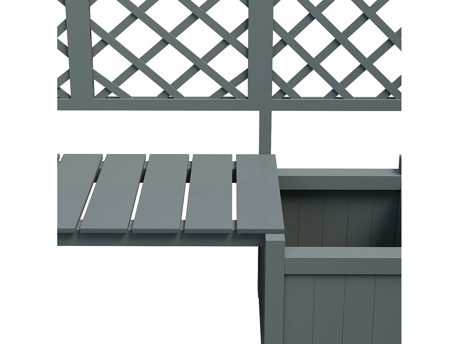 Jardinière à poser avec treillis et assise en bois gris - Bac à plantes 169x42x145 cm