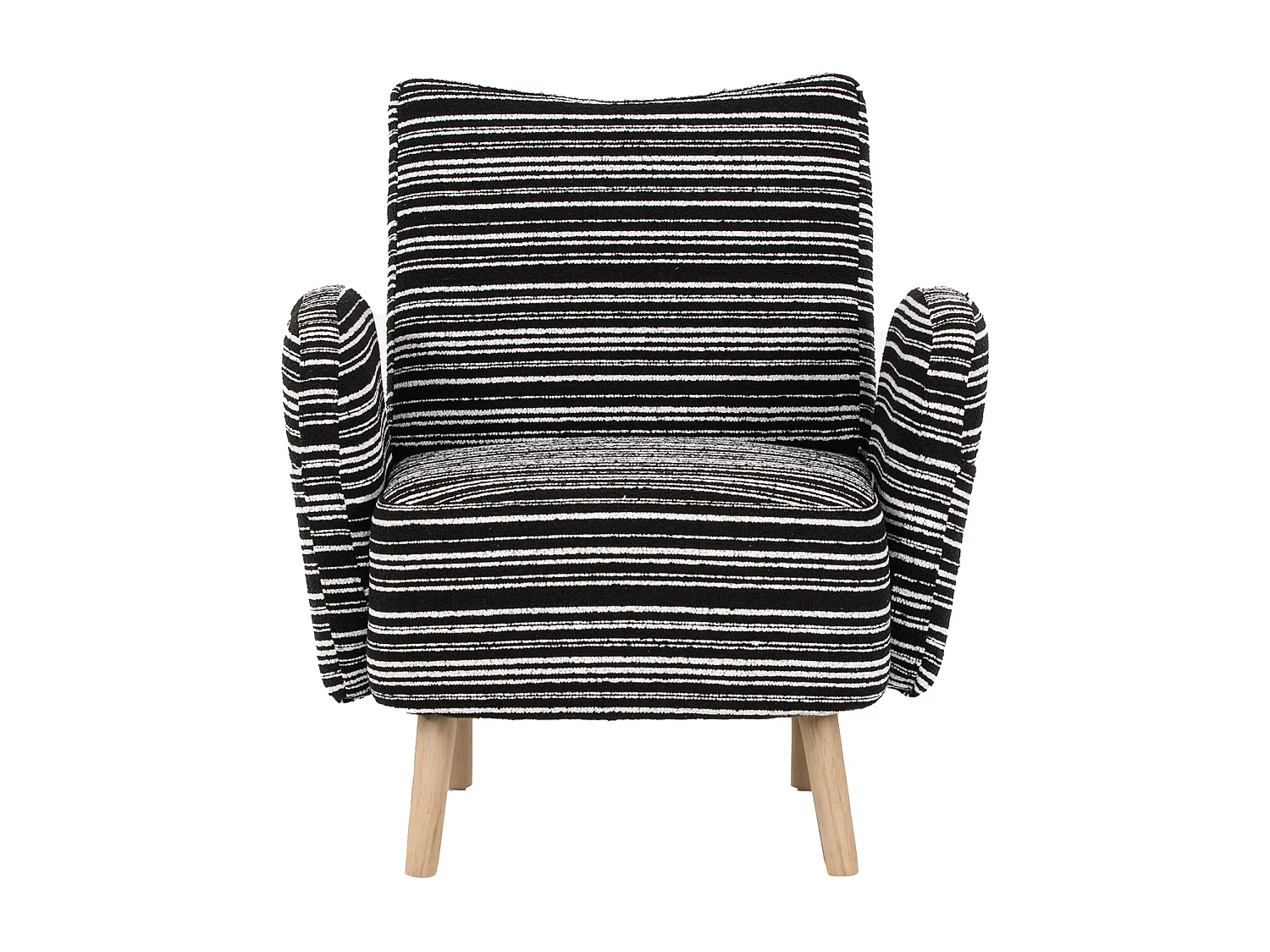 Fauteuil in zwarte boucléstof - Houten poten - Voor woonkamers, slaapkamers en kantoren