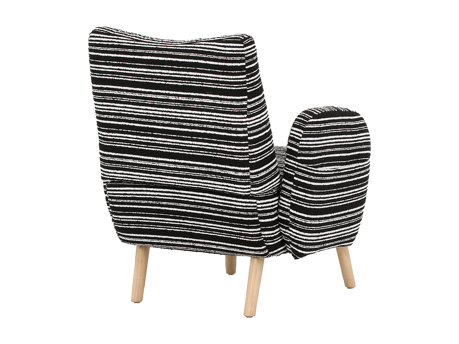 Fauteuil in zwarte boucléstof - Houten poten - Voor woonkamers, slaapkamers en kantoren