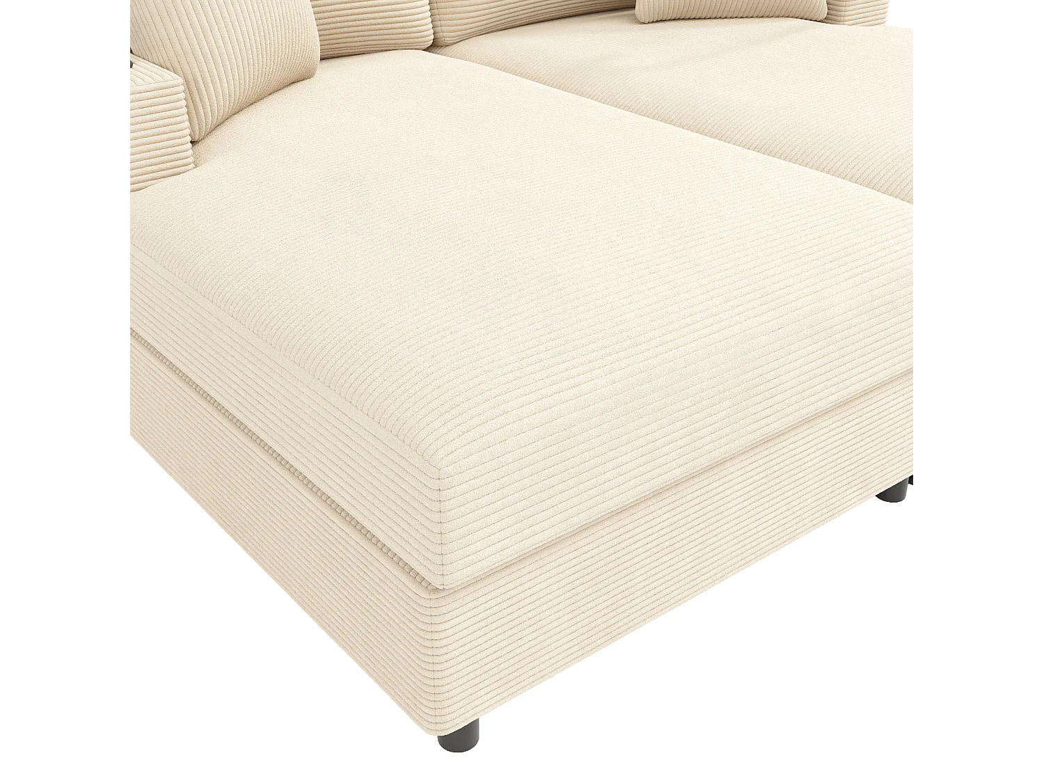 Canapé 2 places avec couchage - Téléphone portable et port USB - Velours côtelé beige