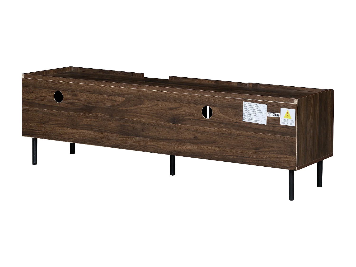 Meuble TV avec 3 portes 160 x 40 x 47 cm - Design ajouré - Couleur noyer