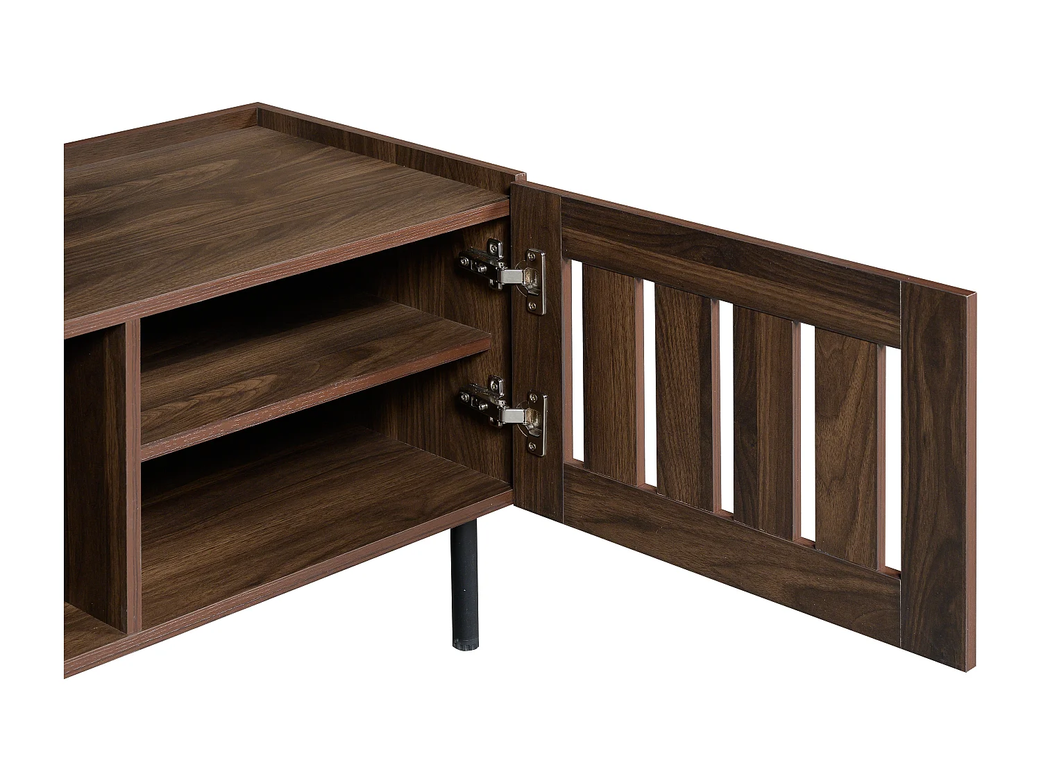 Meuble TV avec 3 portes 160 x 40 x 47 cm - Design ajouré - Couleur noyer