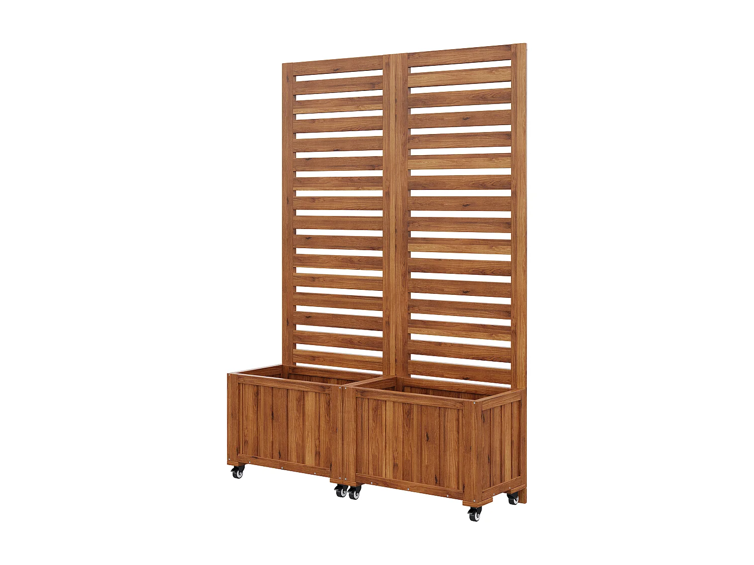 Jardinière à poser avec treillis - Avec fonction pliable et roulettes - Bois marron