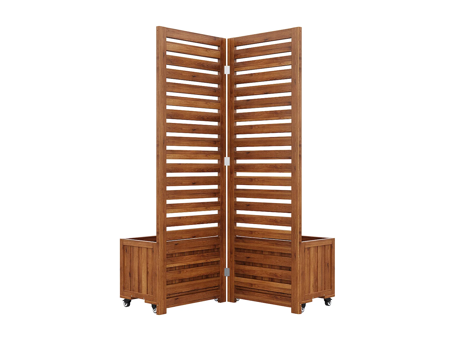 Jardinière à poser avec treillis - Avec fonction pliable et roulettes - Bois marron