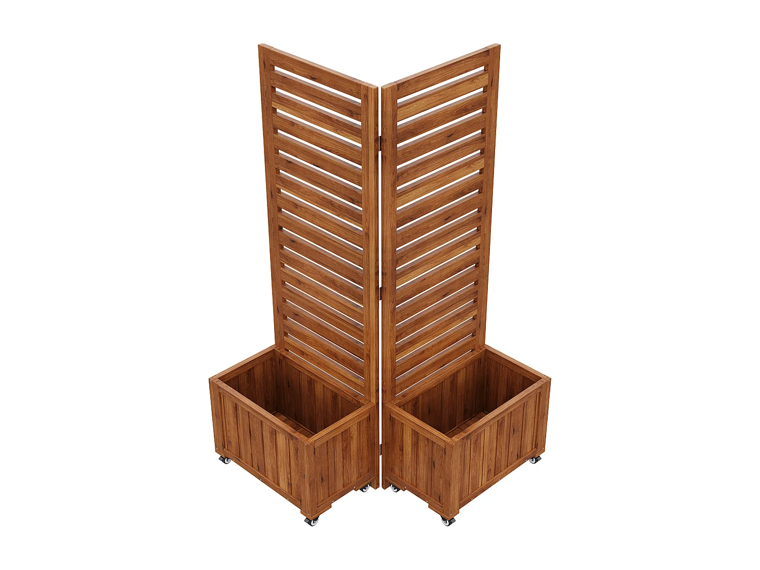 Jardinière à poser avec treillis - Avec fonction pliable et roulettes - Bois marron