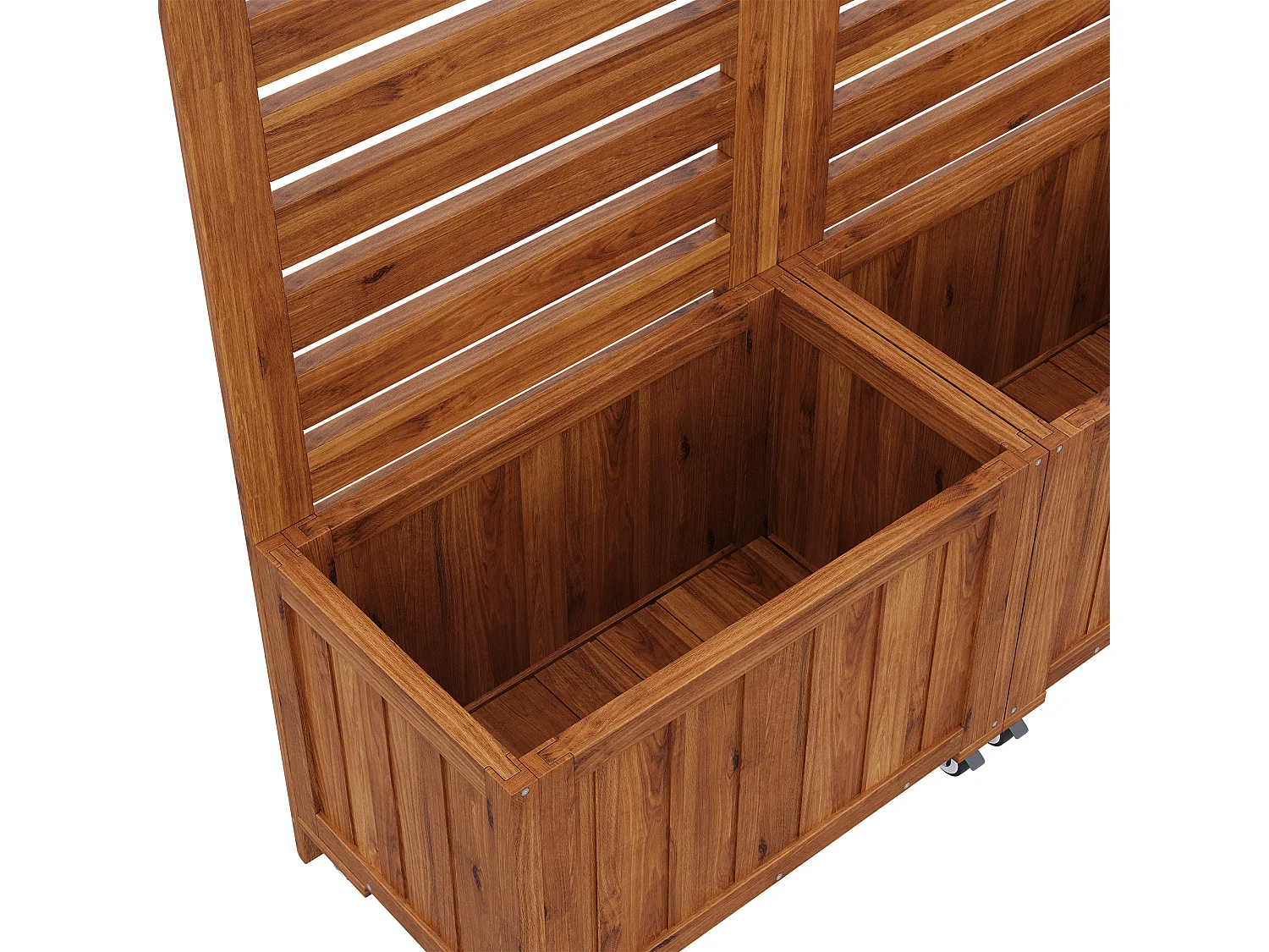 Jardinière à poser avec treillis - Avec fonction pliable et roulettes - Bois marron