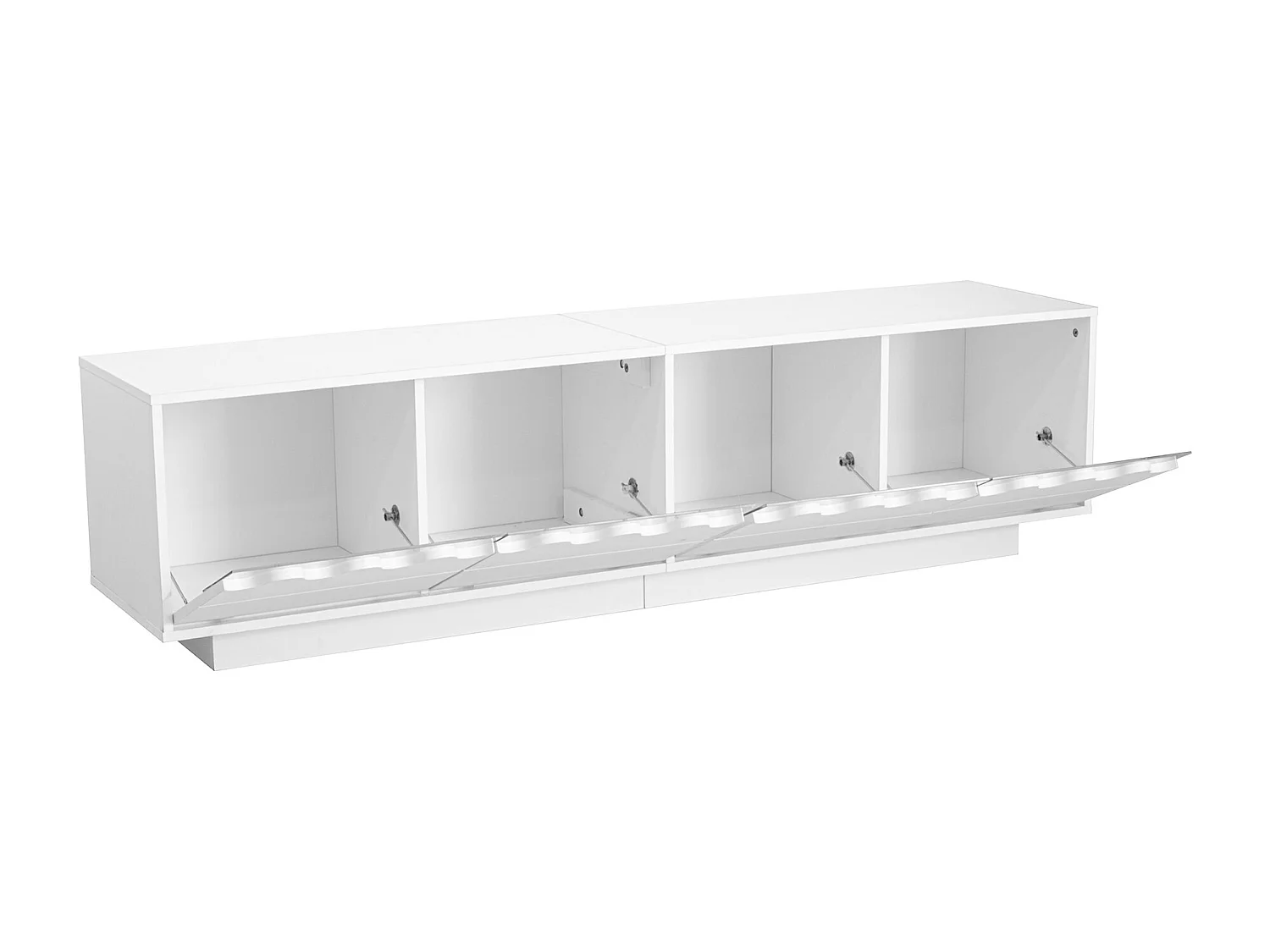TV-meubel met 4 deuren en golvend design - Wit 170x40x45 cm