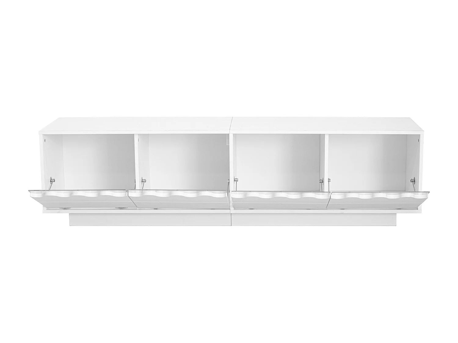 TV-meubel met 4 deuren en golvend design - Wit 170x40x45 cm
