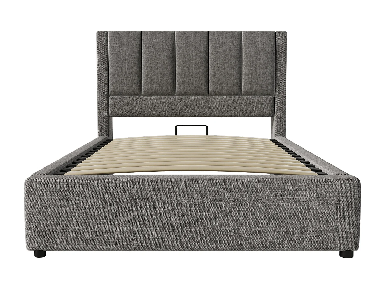 Lit coffre simple 90x 200 cm avec porte-gobelet et 3 USB ,1 Type-C - Lin gris